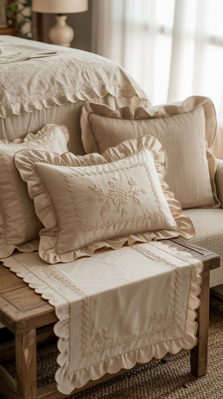 ruffles and embroidery