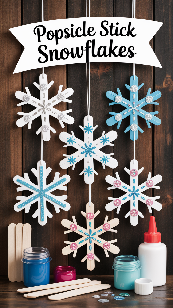 popsicle stick snowflakes