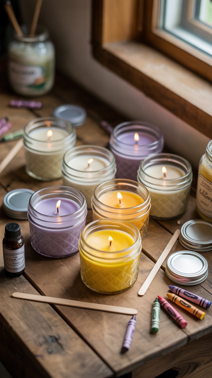 handmade candles image with crayons