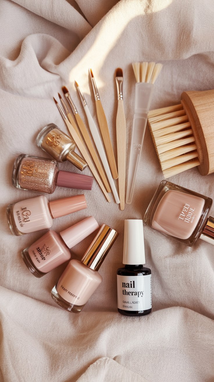 DIY Nail Kit EssentialsTools + Products Flat Lay