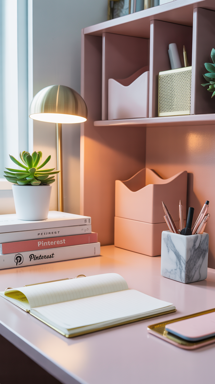 pastel chic workspace