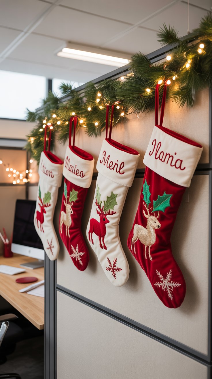 image of personalzied stockings in office