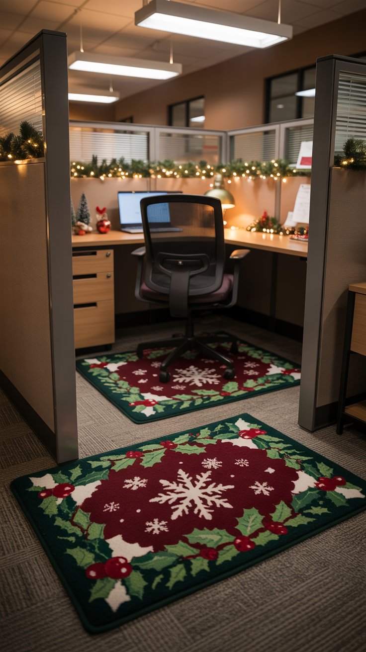 image of festive rugs for christmas in office
