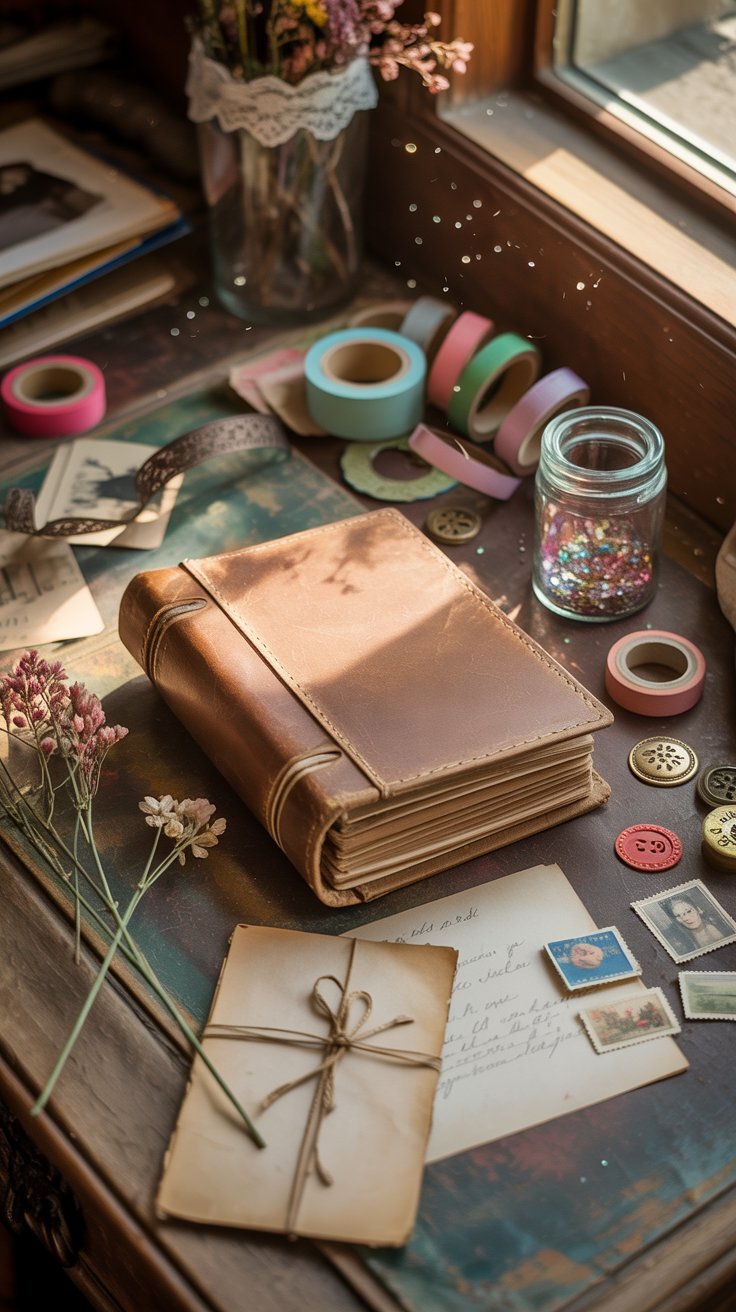 image of a diy scrapbook and supplies