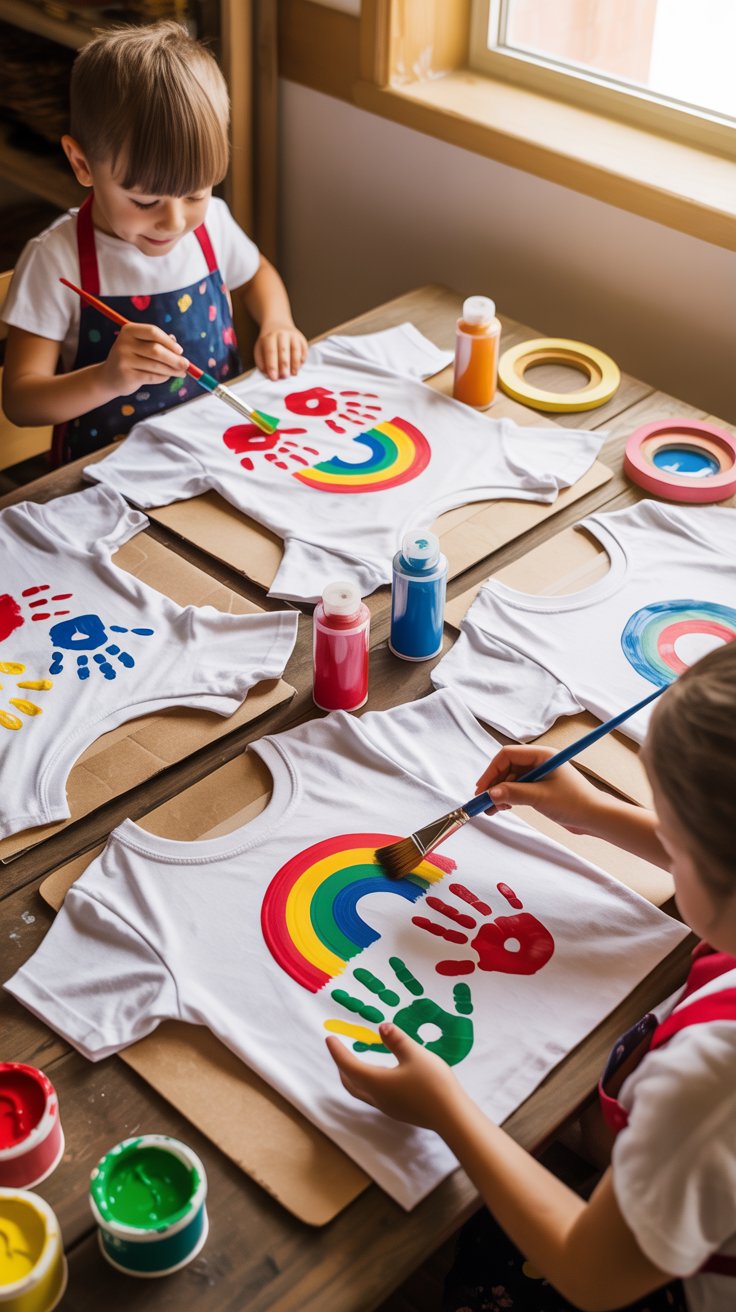 image of children hand painting tshirts