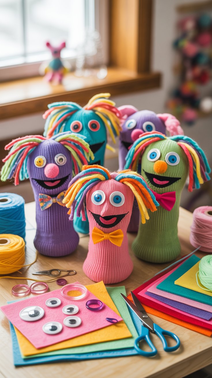 a cheerful picture of diy sock puppets