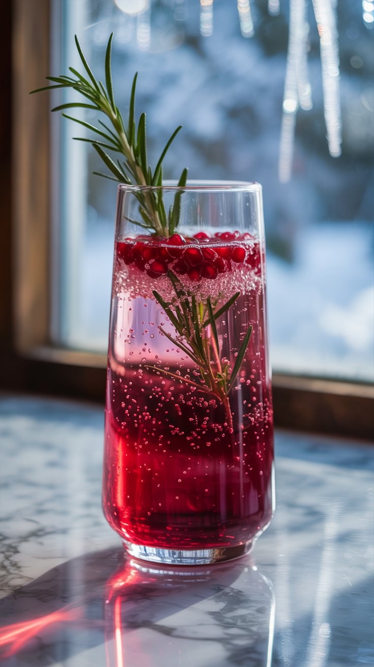 Pomegranate Rosemary Spritz mocktail