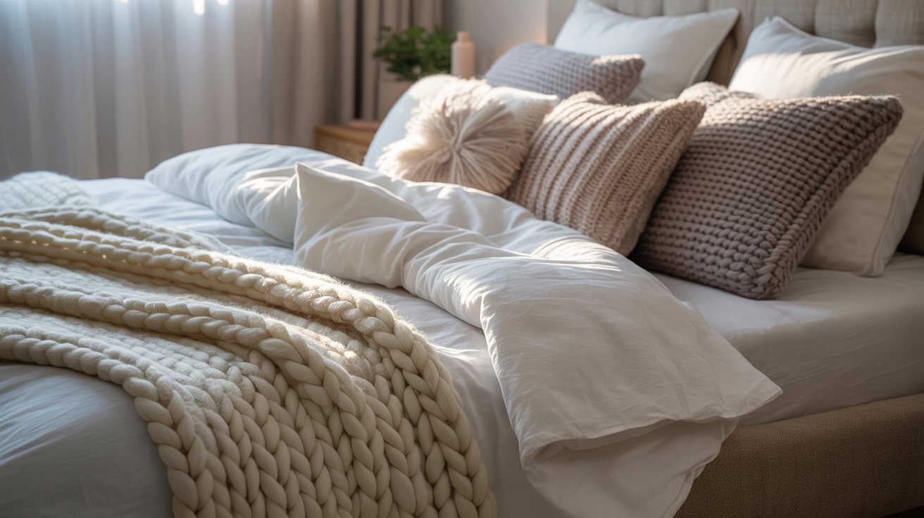 image of cozy bed with pillows and duvet