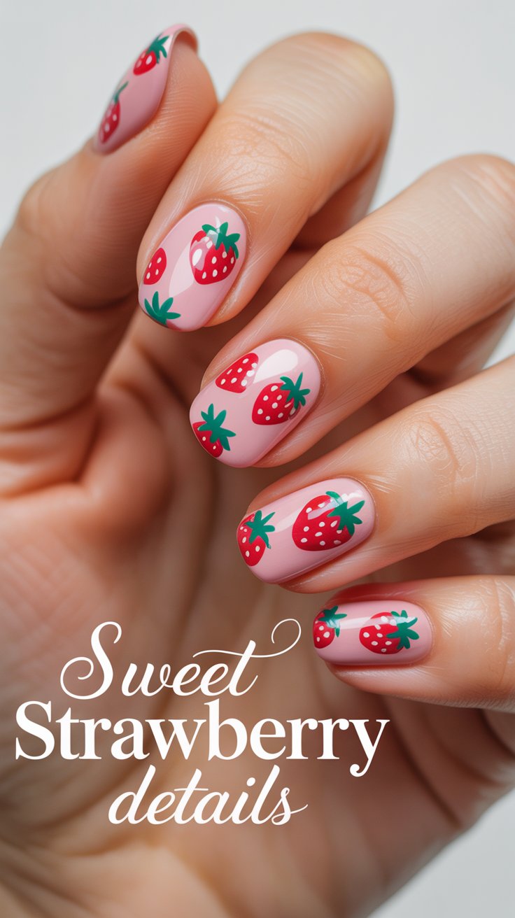 image of diy strawberry nails