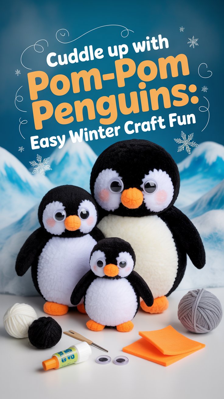 image of easy diy pom pom penguins