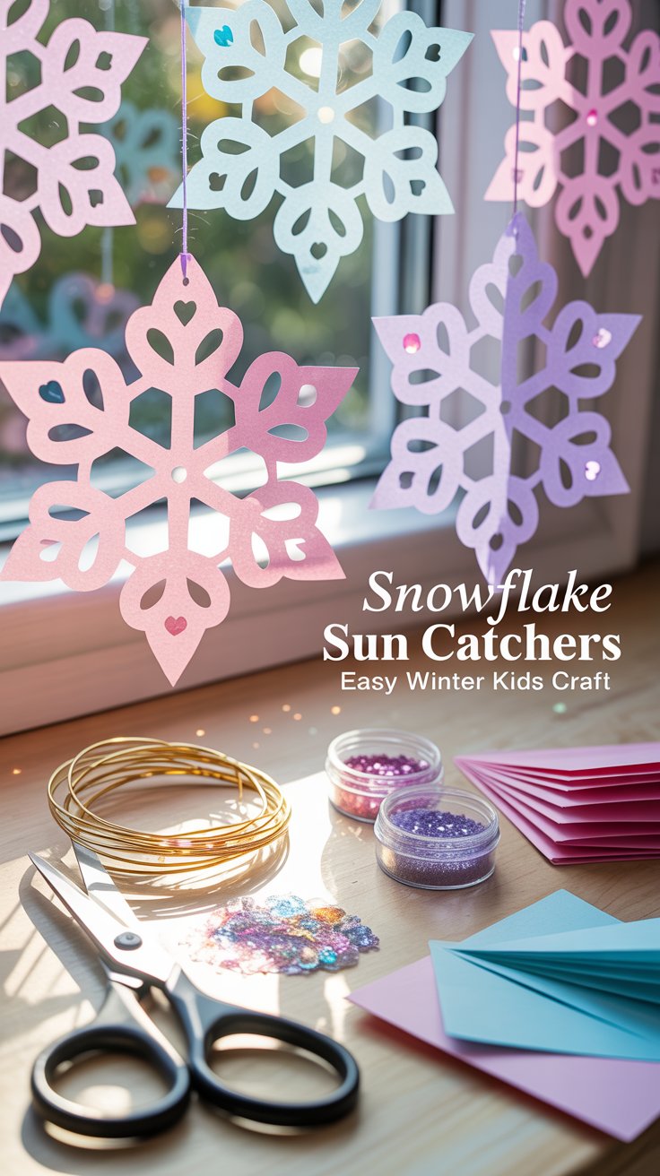 image of kids snowflake winter craft