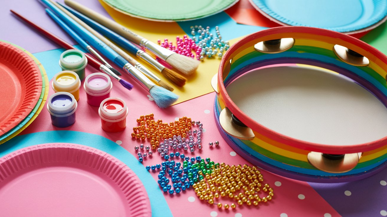 diy rainbow craft tamborine