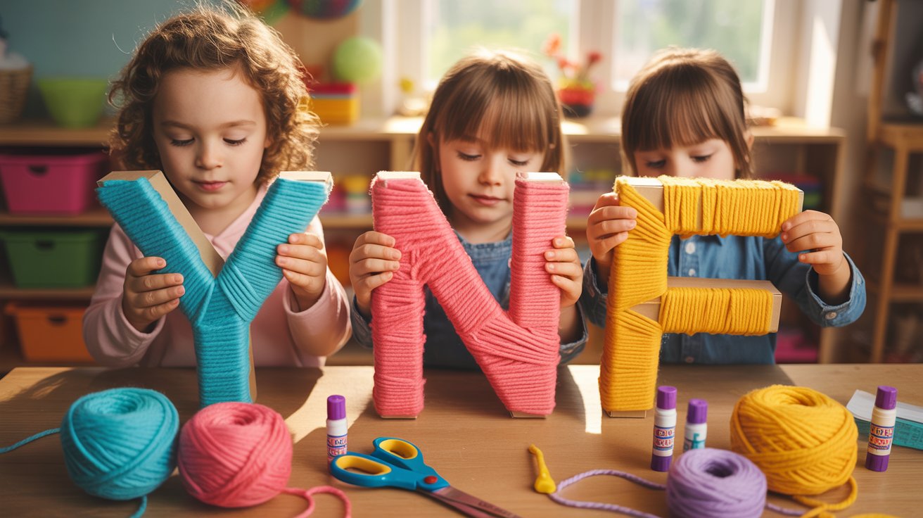 diy. yard wrapped letters for kids