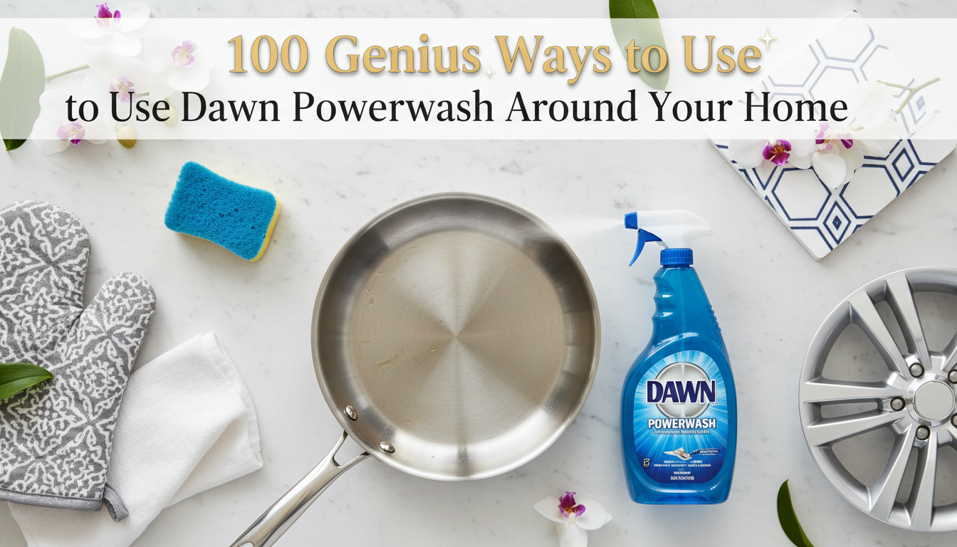 flatlay of dawn dishsoap uses