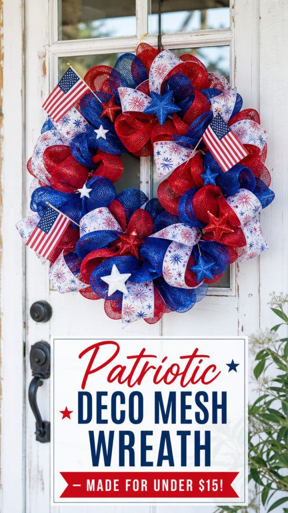 deco mesh diy wreath 4th of july