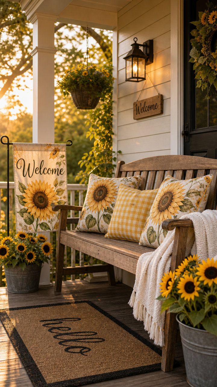 outdoor decor with diy sunflowers