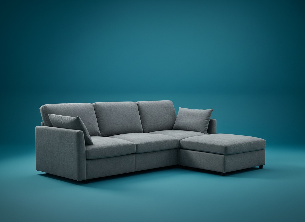 Iroomy Sectional Couch for Living Room, Comfy L Shaped Convertible Sofa, 4 Seater Modern Chenille Sofa with Ottoman, Grey limited-time deal deal image 1