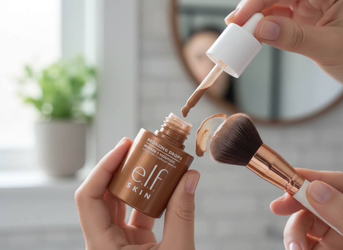 e.l.f. SKIN Bronzing Drops, Liquid Face Tinted Serum with Vitamin E & Sunflower Oil, Shimmer Finish, Vegan & Cruelty-Fre