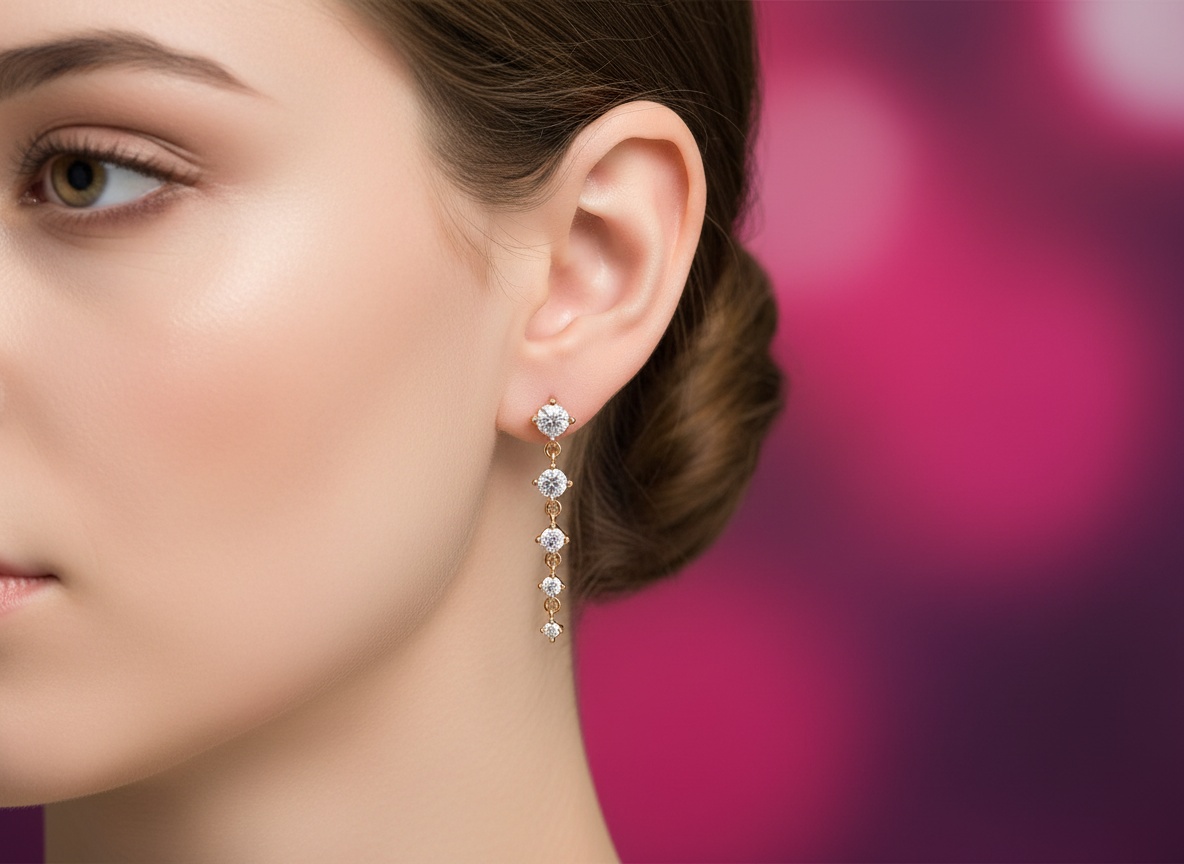 Ewrkbr Dangle Earrings for Women, Formal Wedding Bridal Earrings 14K Gold Plated Long Cubic Zirconia Drop Earrings for W