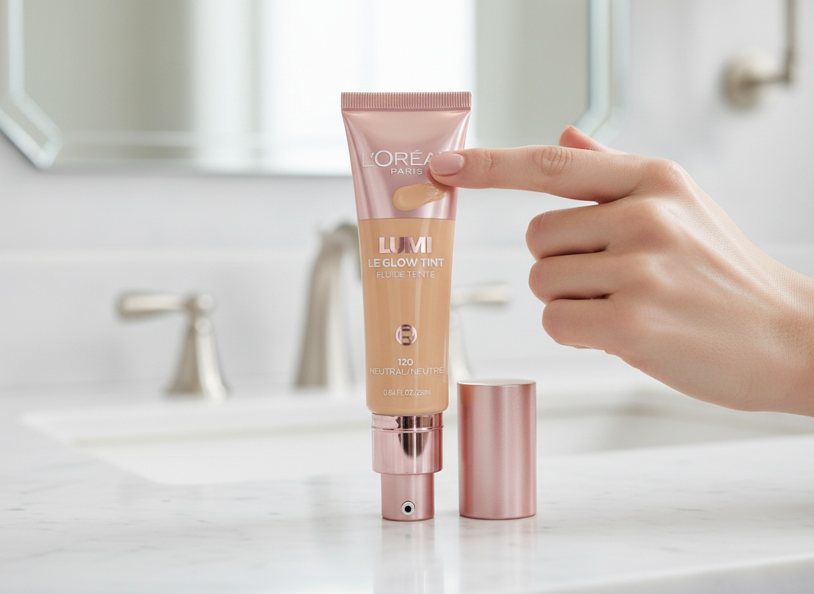 L'Oreal Paris Lumi Le Glow Skin Tint, Lightweight Water-Based Tinted Serum with Foundation-Like Coverage, Glow Illuminat