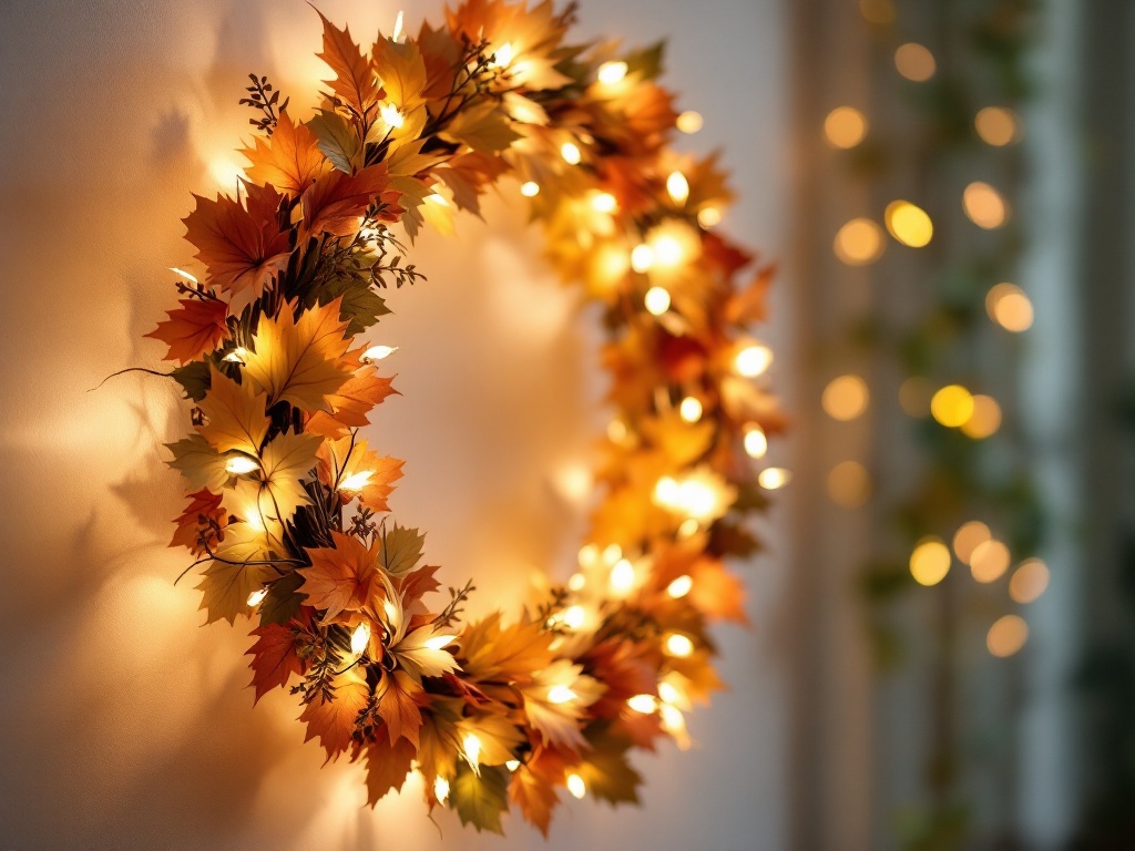 Valery Madelyn 20" Fall Wreath with LED Lights Review — close-up detail shot