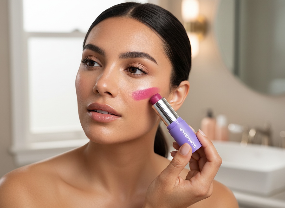 Wonderskin Cream Blush Stick pH-Activated - pHlush Stick, Blush for Cheeks | pH-activated blush stick that color adapts