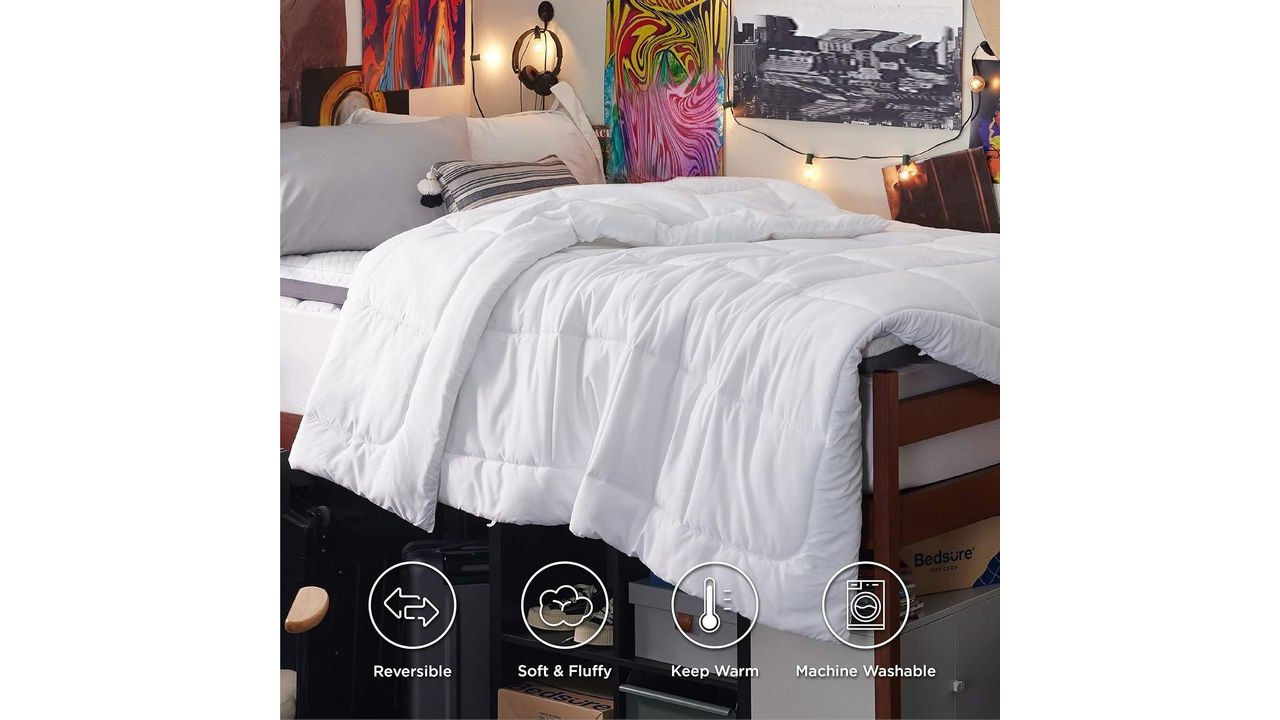 Bedsure Comforter Duvet Insert - Quilted Comforters Twin XL Size, All Season Duvet, GentleSoft Down Alternative Bedding, with 8 Tabs, Gifts for Women/Men, White, Twin XL 92 x 68 Inches