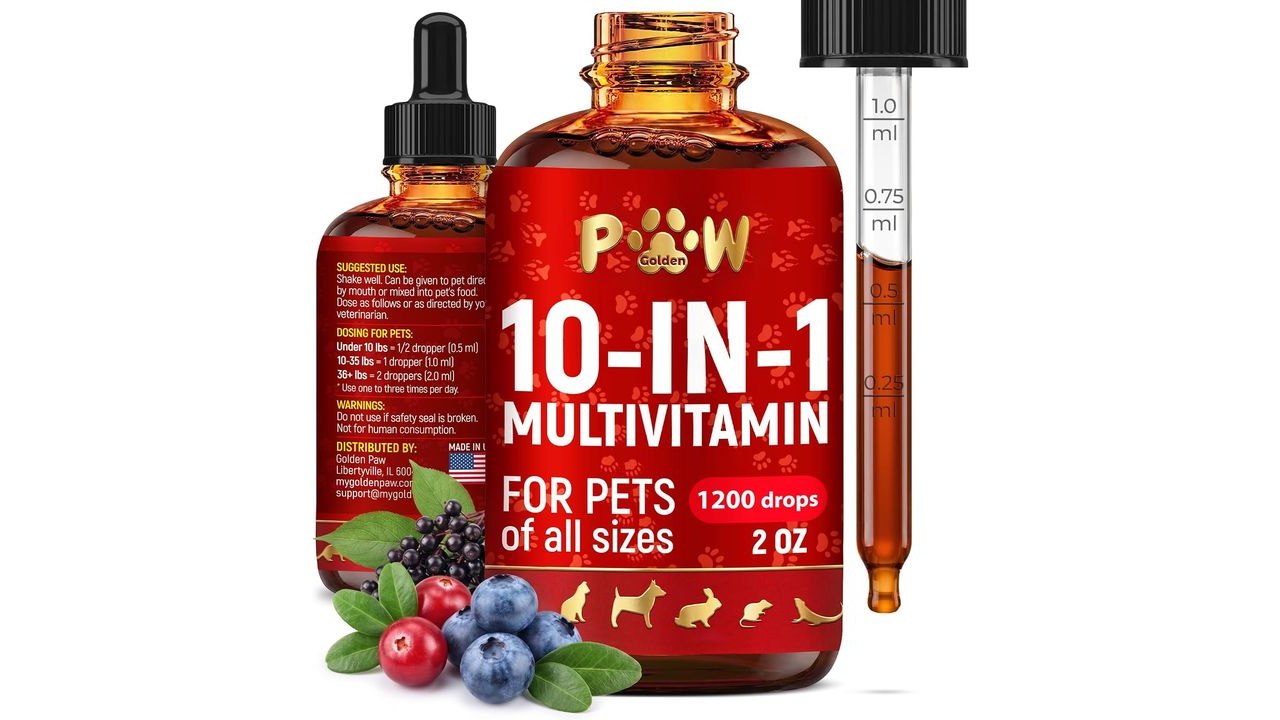 Liquid Multivitamin for Dogs with Glucosamine – Help with Allergies & UTIs – Dog Vitamins and Supplements – Cat Multivitamin for Hips & Joints – B, C & D3 for Coat Shining & Digestion – 2 oz