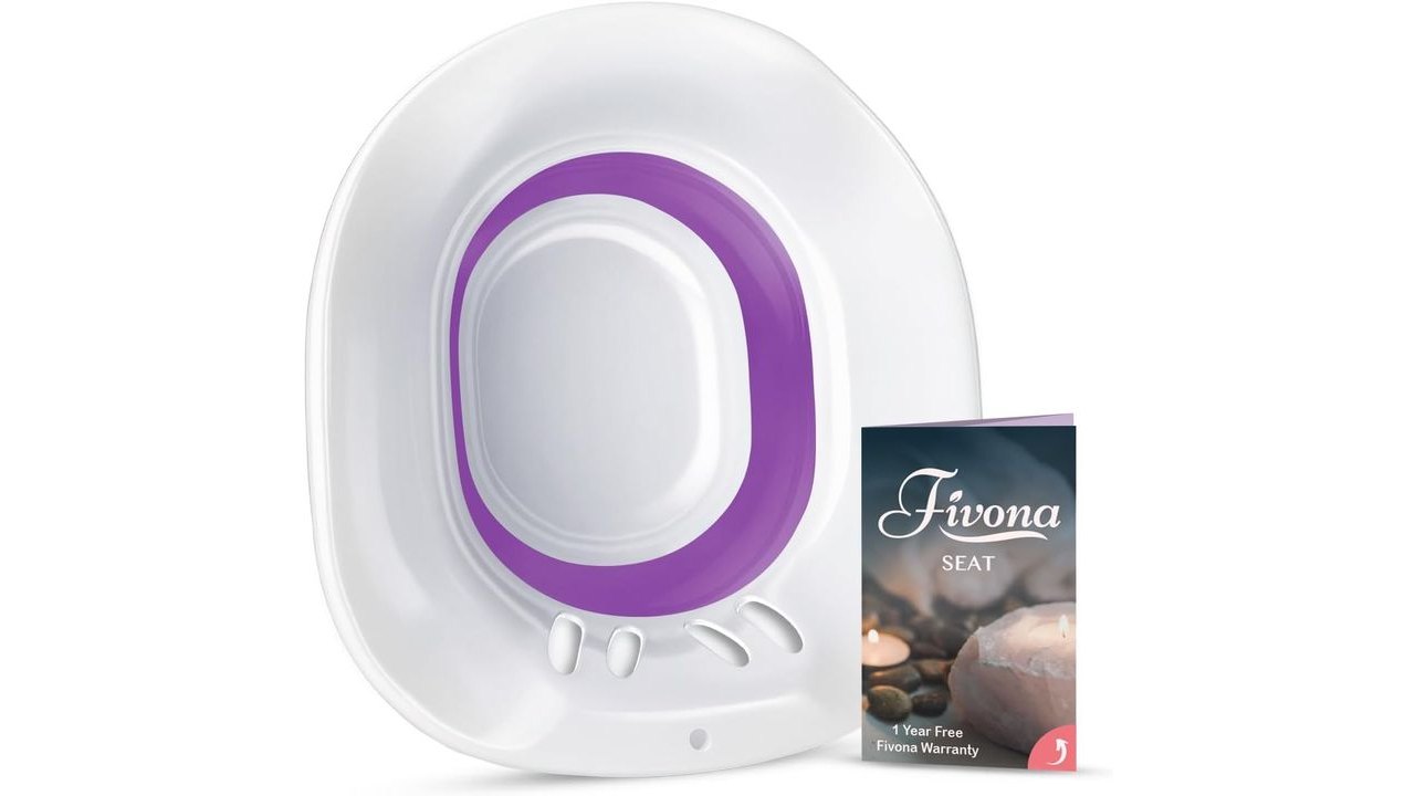 Fivona Sitz Bath for Toilet Seat Postpartum and Hemorrhoids Care - Yoni Steam Seat - Foldable Basin for Epsom Salt Soak - Portable Bidet BPA Free Temperature Resistant - Universal Fit - Purple