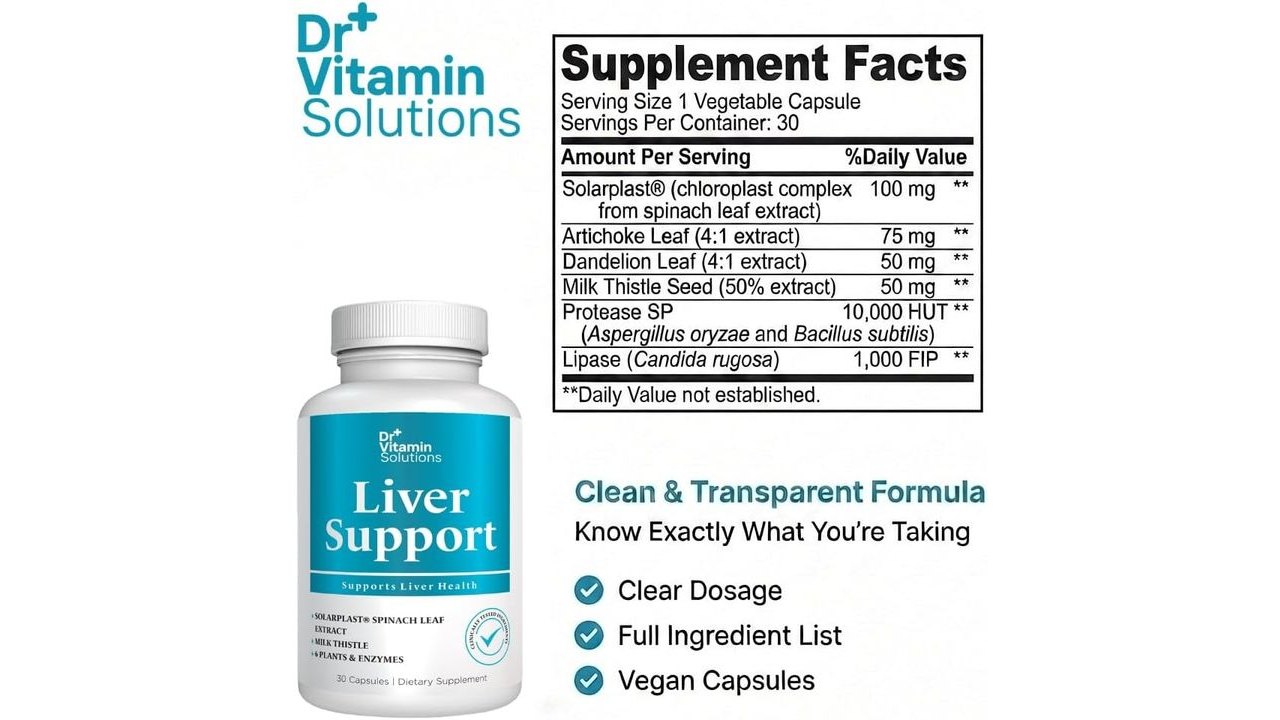 Liver Cleanse Detox and Repair - Milk Thistle Supplement with Chlorophyll, Digestive Enzymes, Artichoke & Dandelion for Natural Gallbladder Support, 30 Vegan Capsules