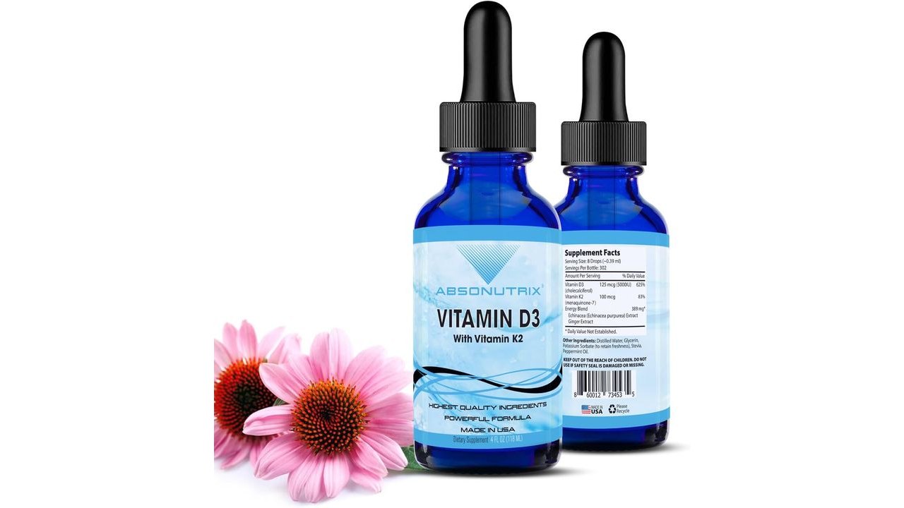 Vitamin D3 K2 Liquid Supplement, 390mg, 4 Oz Liquid