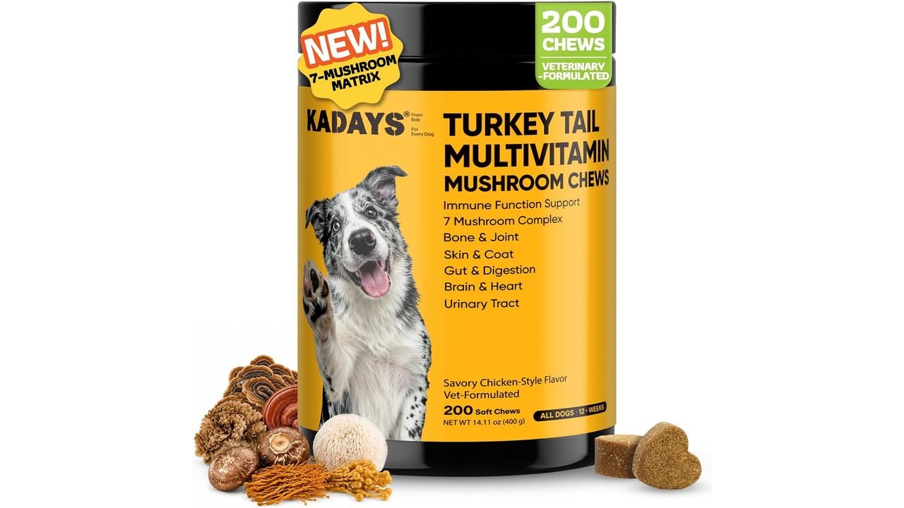 Turkey Tail Mushroom for Dogs 200 Count - Dog Multivitamin & Mushroom Chews