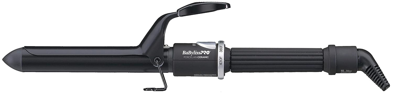 BaByliss Pro Spring Curling Iron, Porcelain Ceramic Professional For Multiple Hair Types, Reaches 430 Degrees for Loose