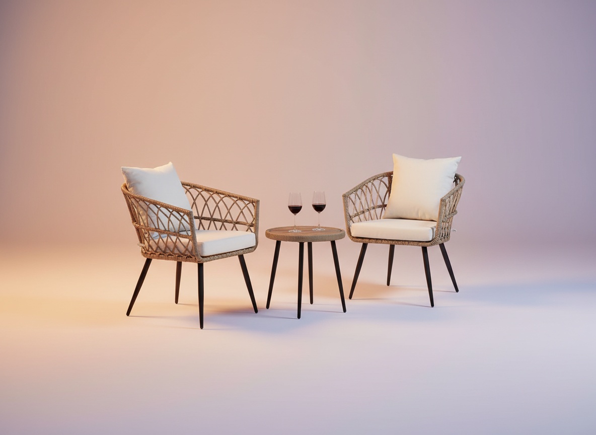 Pierre 3 Piece Modern Rattan Boho Patio Furniture, Upgraded 2000 Hours UV Resistant Wicker Bistro Set with Premium Olefin Fabric Soft Cushions Back to School sale deal image 1