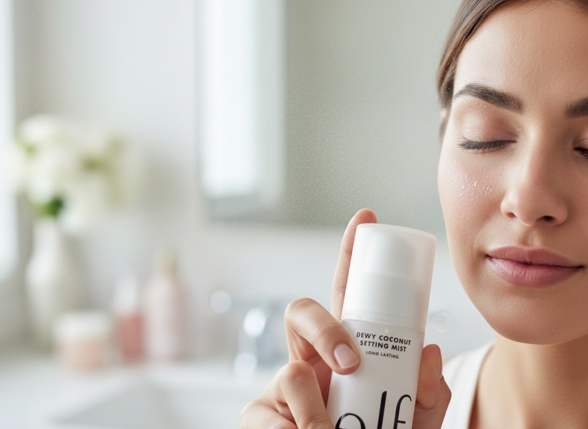 e.l.f. Dewy Coconut Setting Mist, Makeup Setting Spray For Hydrating & Conditioning Skin, Infused With Green Tea, Vegan
