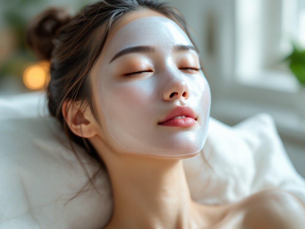 Can a 15-Minute Korean Hydrogel Mask Actually Calm Redness and Dehydrated Skin?: A woman with a clear hydrogel jelly she