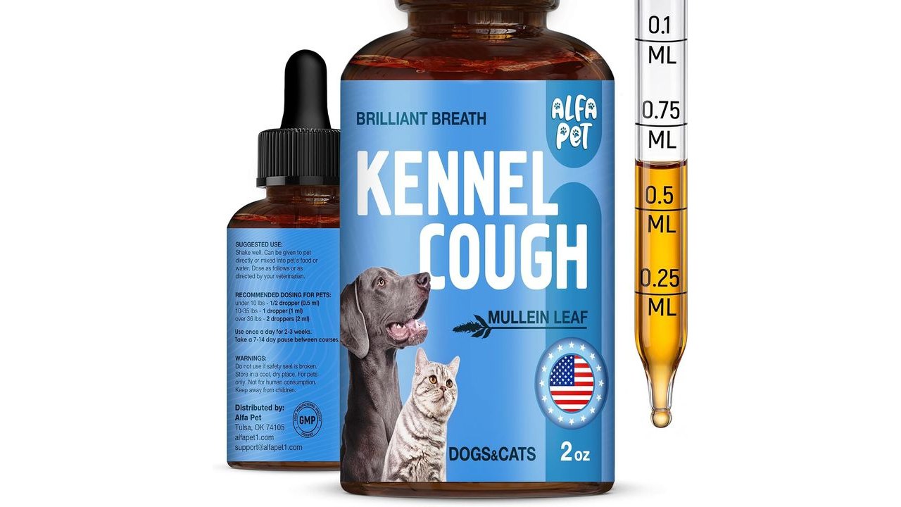 Kennel Cough Medicine for Dogs Helps with Dry, Wet, Barking Cough – Cat and Dog Cough Medicine Soothes and Calms Irritated Throat – Herbal Treatment Supports Breathing and Clears Airways – 2-oz Bottle