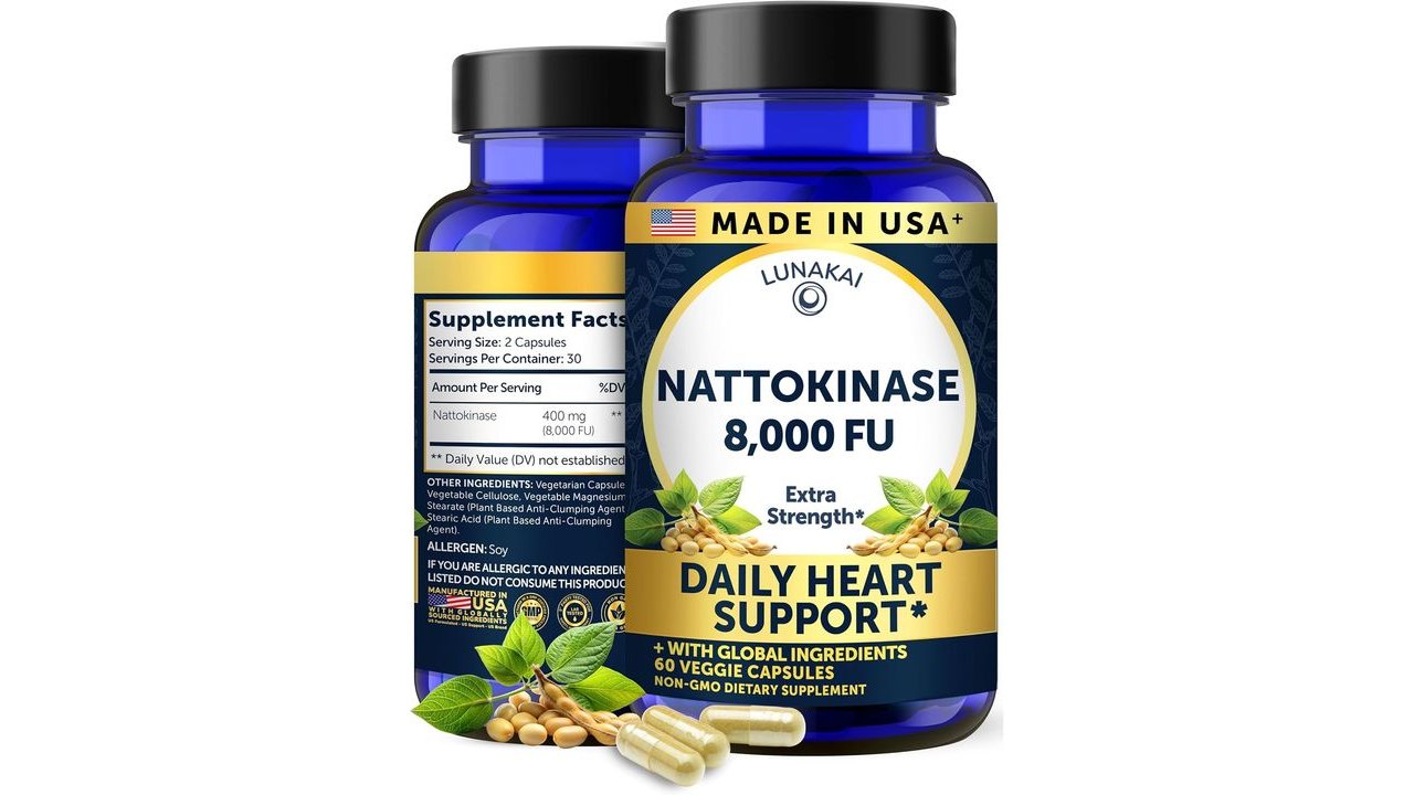 Lunakai USA Made Nattokinase Supplement – 400mg Natto Enzyme, 60ct