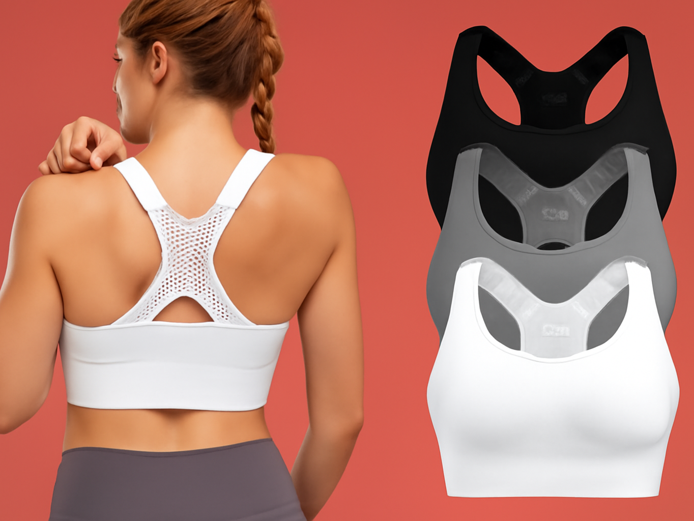 Adjustable Sports Bras for Women High Support, Padded Racerback Bra limited-time deal deal image 1