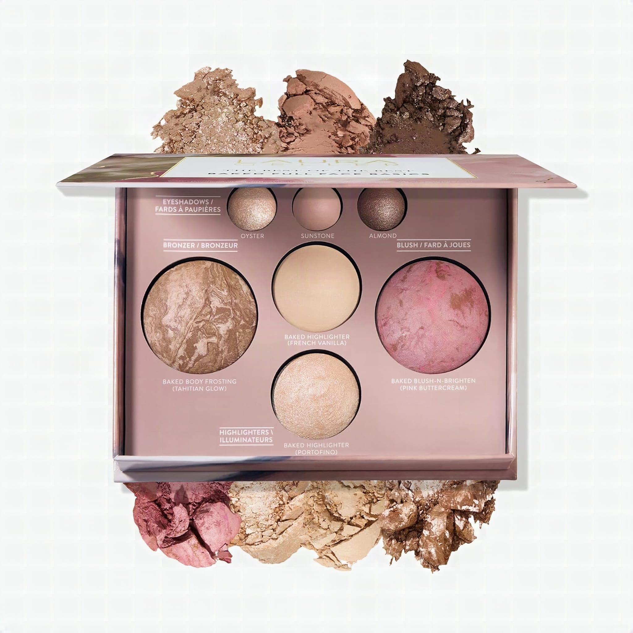 LAURA GELLER Best of the Best Baked Palette β Full Face Palette: A woman in her fifties applying bronzer with a makeup b