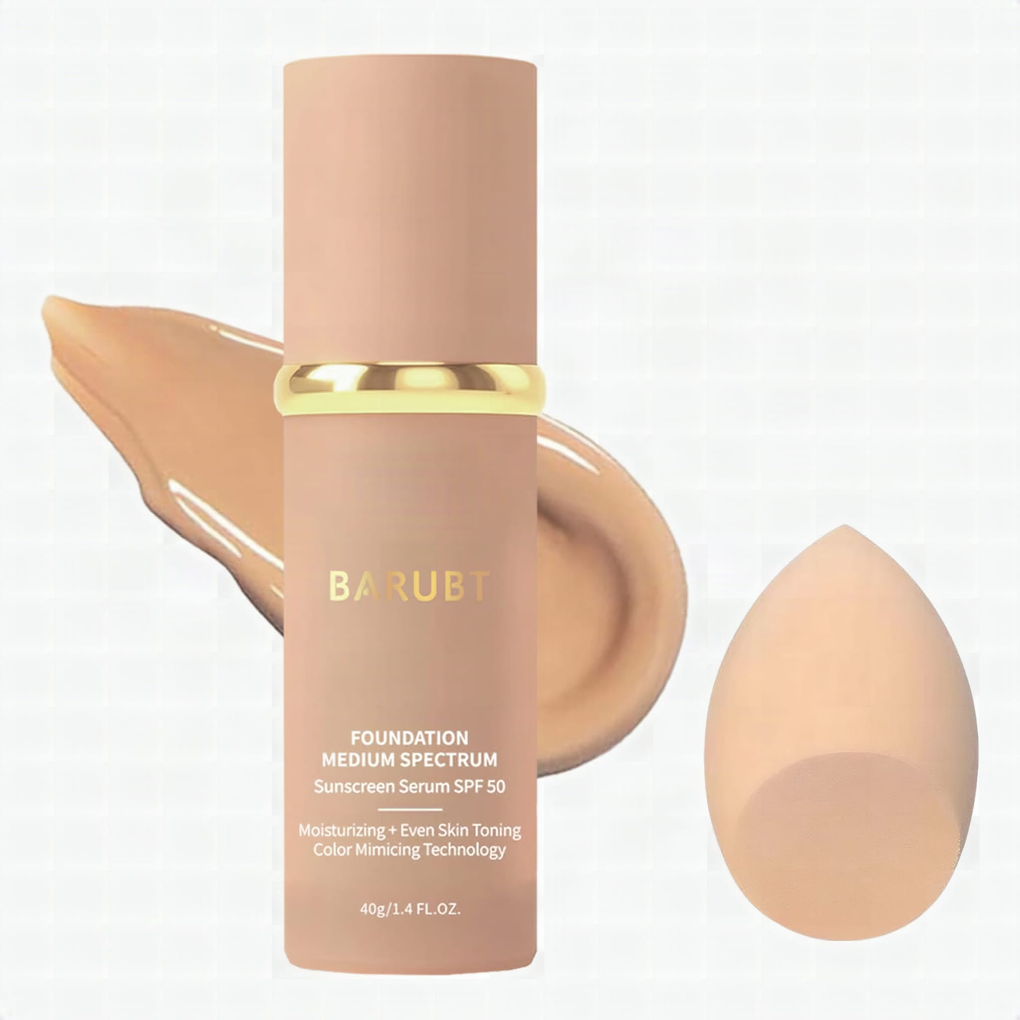 4 in 1 Color Changing Foundation SPF 50, 1.41 fl oz Liquid Makeup: A woman applying color changing liquid foundation to