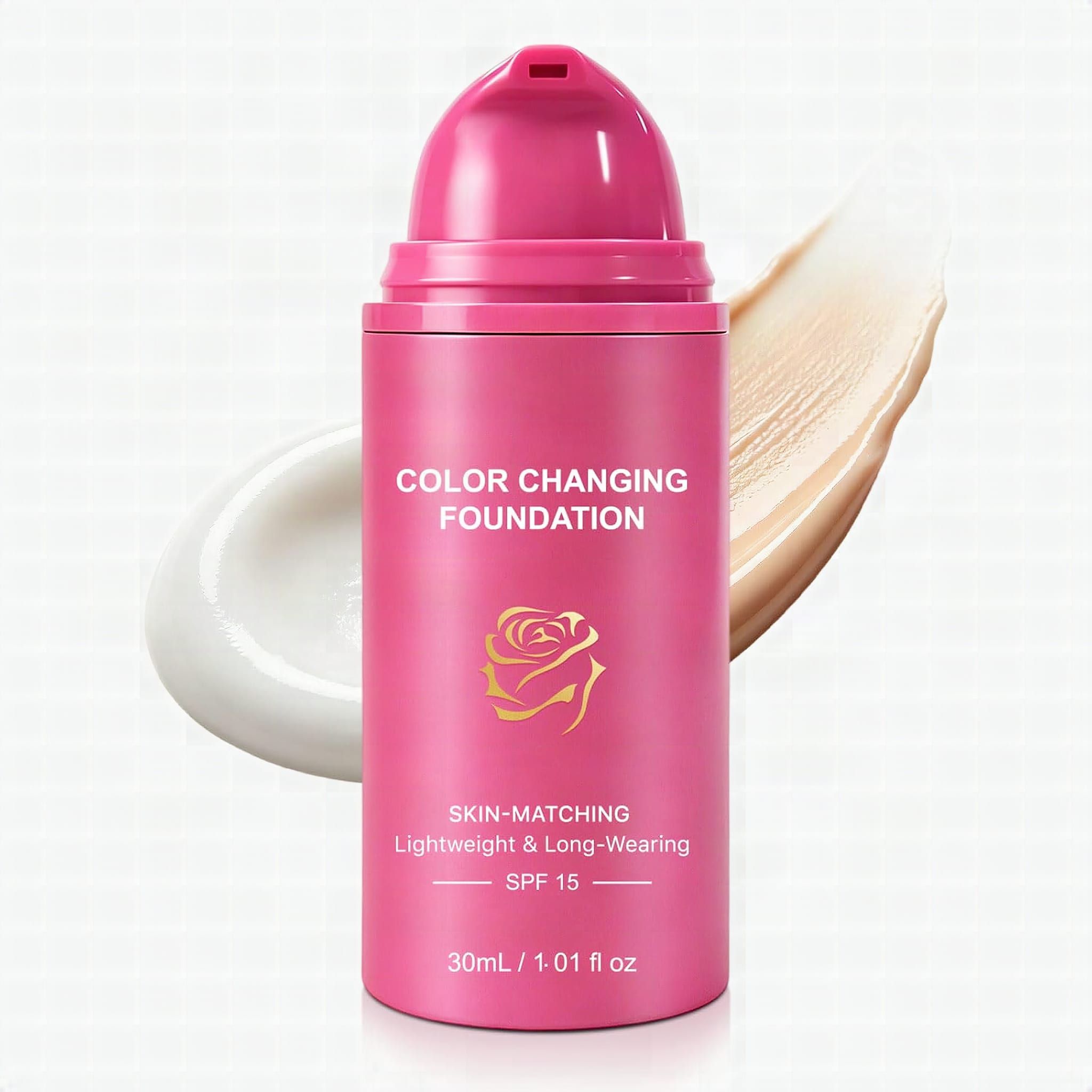 Color Changing Foundation, Color Changing Foundation for Mature Skin, Concealing Fine Lines and Wrinkles, Deep Hydration