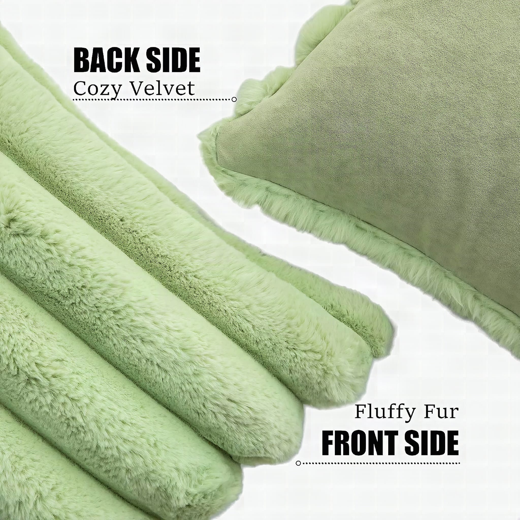 Neelvin Green Faux Fur Cozy Soft Striped Decorative Throw Pillow Covers 18x18 inch Set of 2,Velvet Pillowcase Cushion Ca