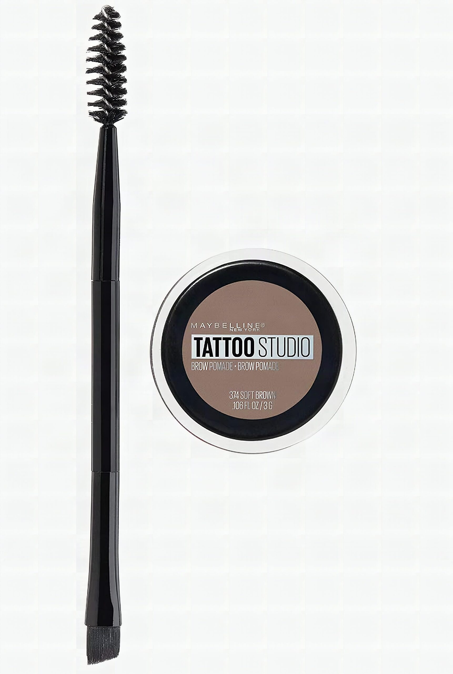 Maybelline TattooStudio Brow Pomade Long Lasting, Buildable, Eyebrow Makeup, Soft Brown, 1 Count: A woman in her fifties