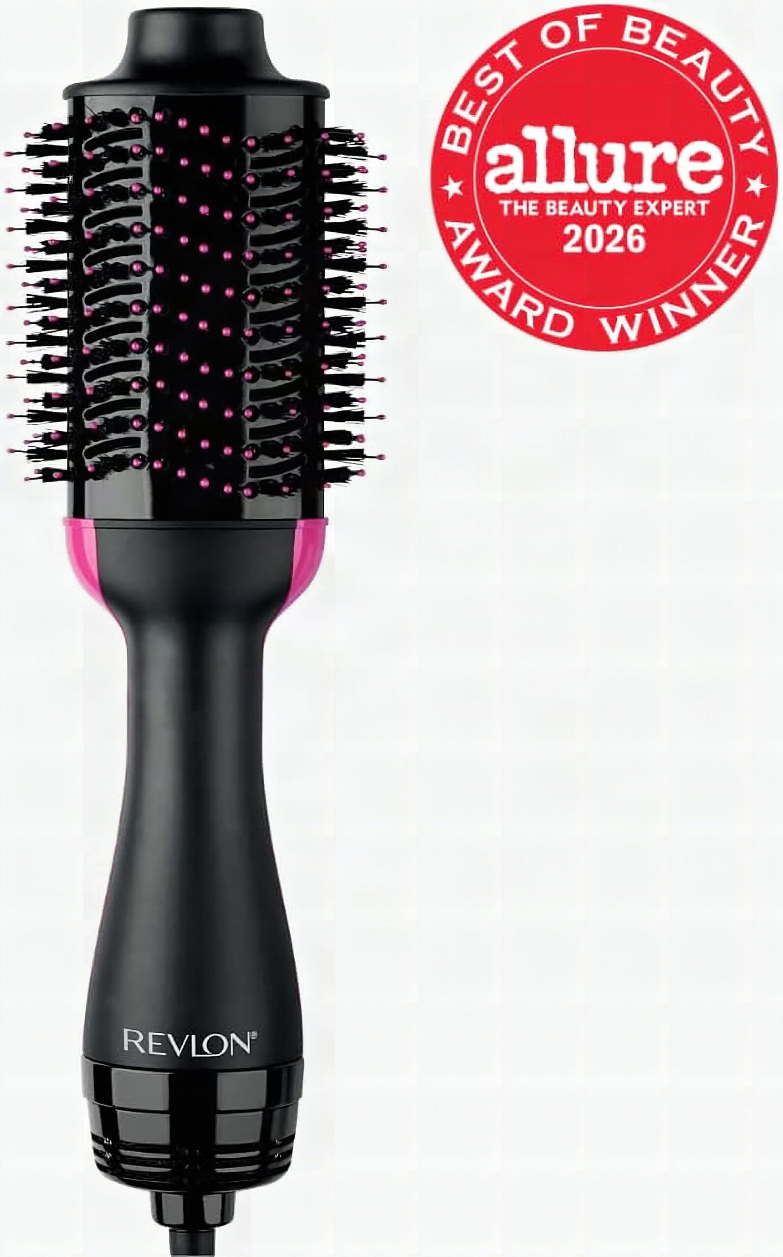 REVLON One-Step Volumizer Hair Dryer and Styler, 2.8 in Barrel, Black: A woman styling the back of her shoulder-length h