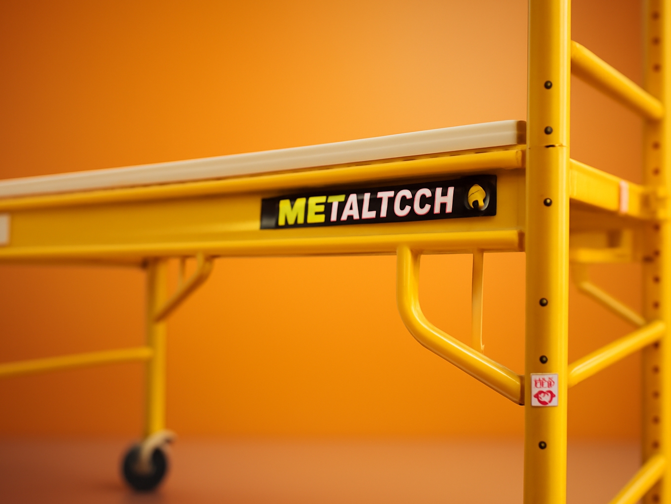 This Scaffolding Platform Holds 800 LBS and Folds Flat, Is It Actually Worth It?: A woman standing on a red steel foldab